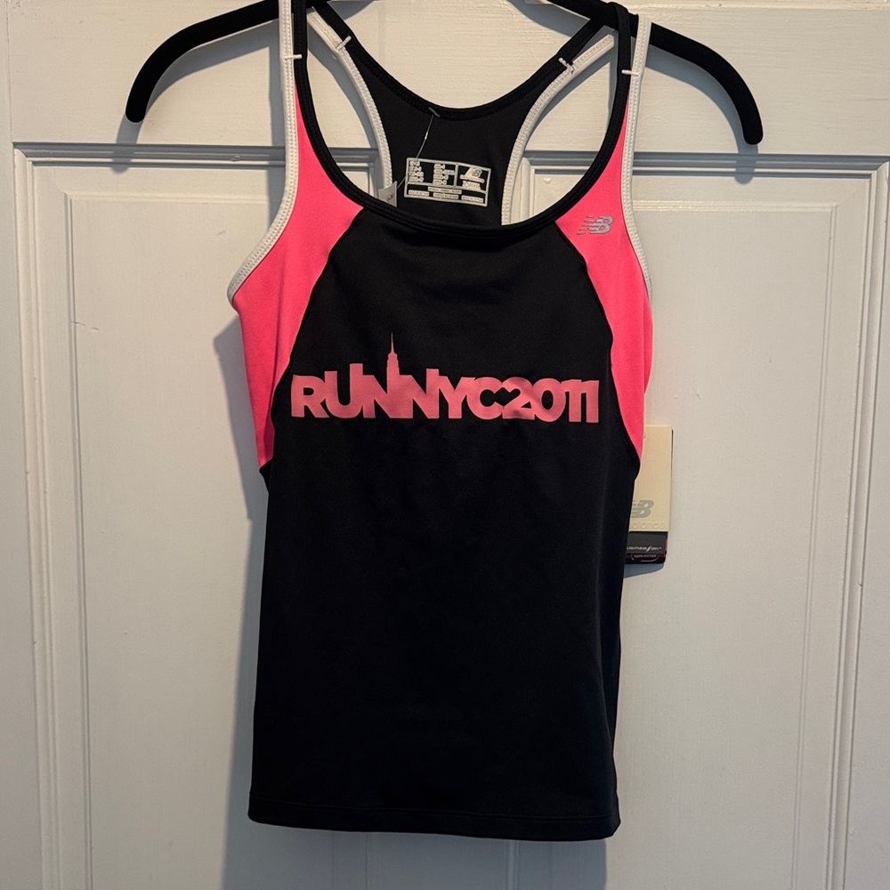 New Balance Women's Black Tank Top with Pink Accents